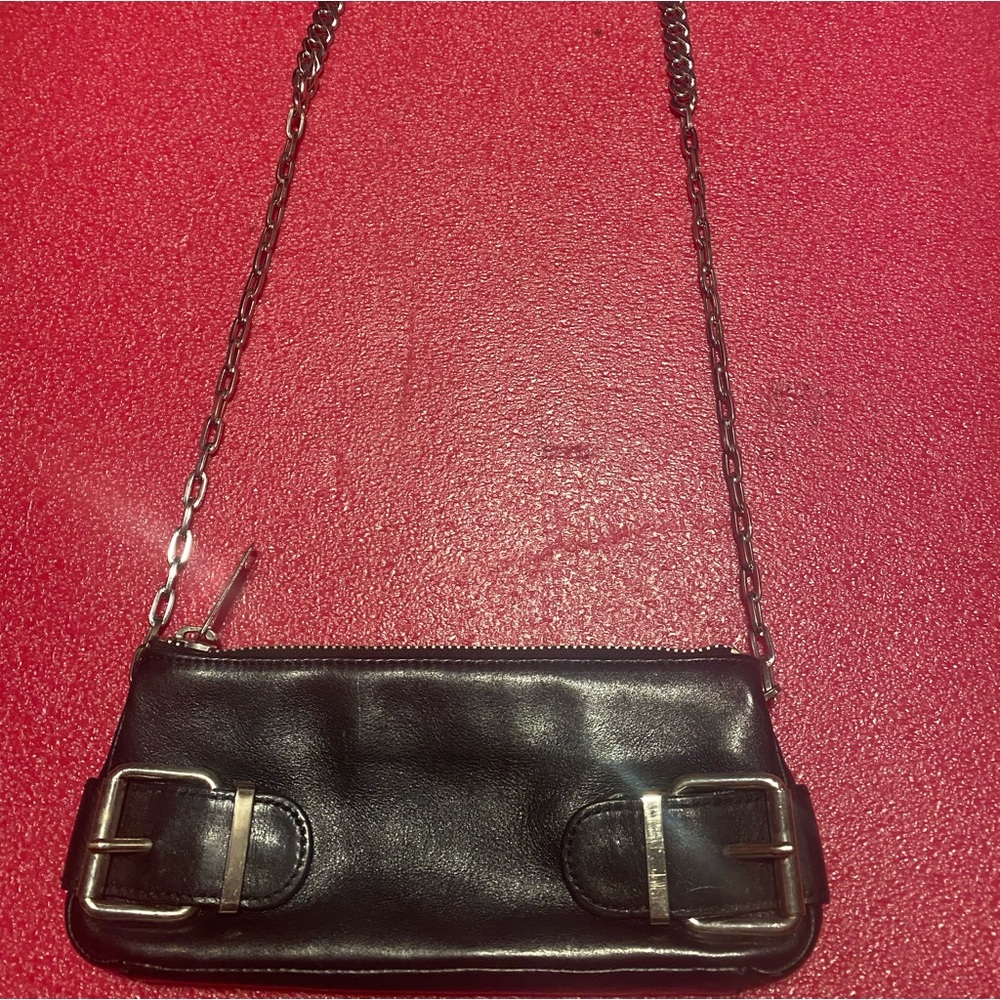 Banana republic black leather cocktail purse